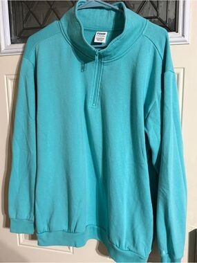PINK Victoria's Secret Teal Quarter-Zip relaxed Fleece Pullover XL